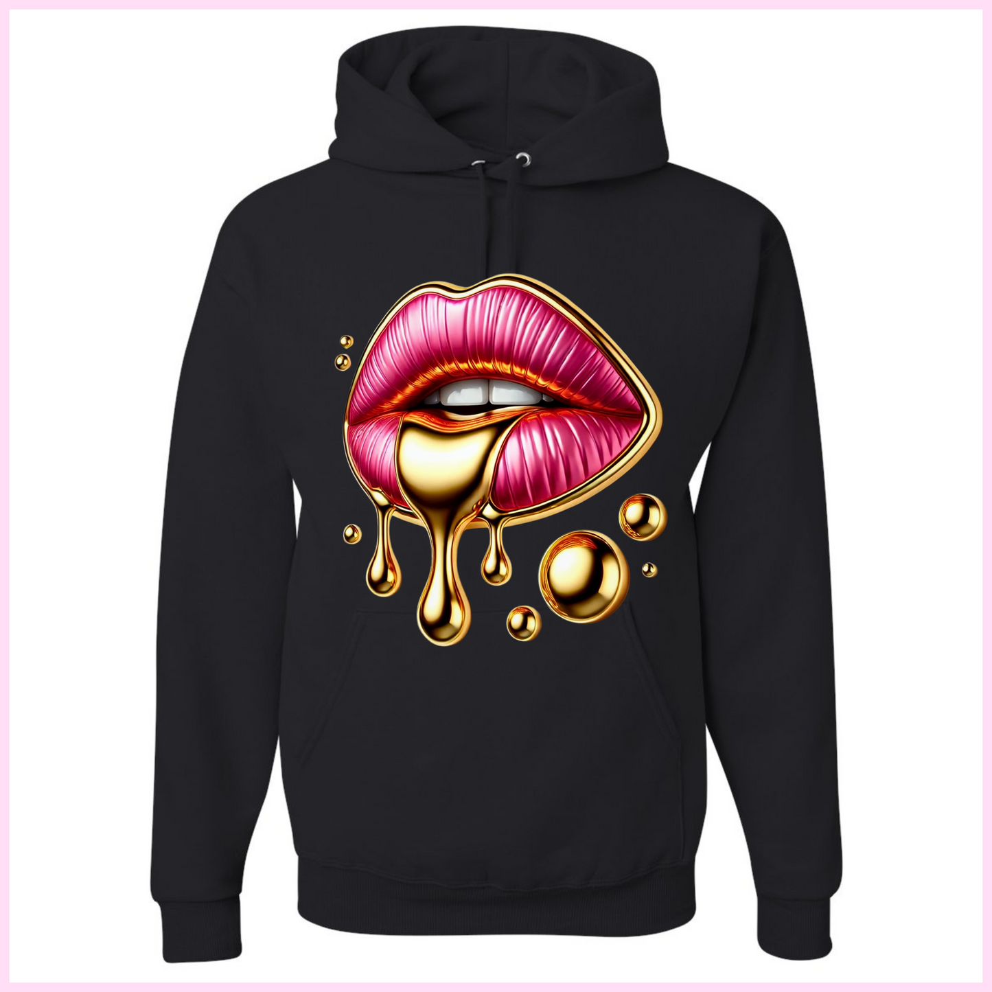Coton Ouaté Unisexe - Lips Pink Dripping Gold